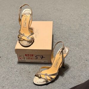 Jimmy Choo snake silver heels evening sandals size 36.5 US size 6.5